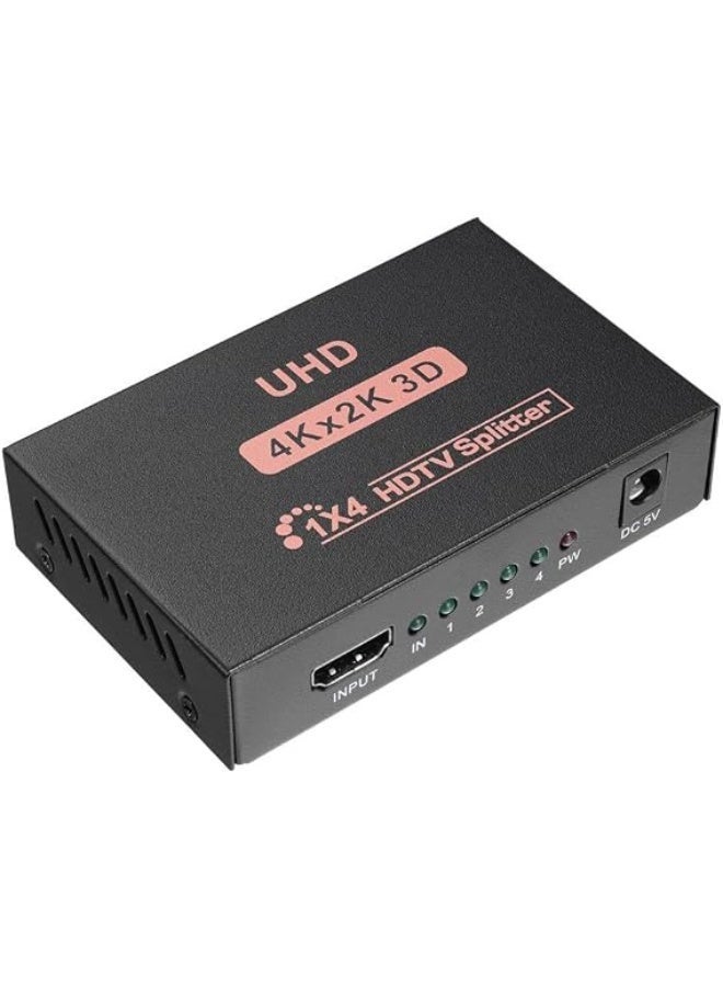 شابية موزع HDMI 1 في 4 مخرجات، كامل الوضوح 4K ثلاثي الأبعاد، موزع HDMI 1 × 4 طرق، موزع صندوق 1080P، كابل موزع 1080P لـ PS3/4 Fire Stick Xbox HDTV مشغل DVD شاشة أجهزة العرض - Image 1