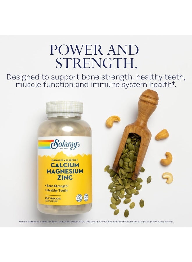 SOLARAY SOLARAY Calcium Magnesium Zinc 250 Vegetarian Capsules - Image 3