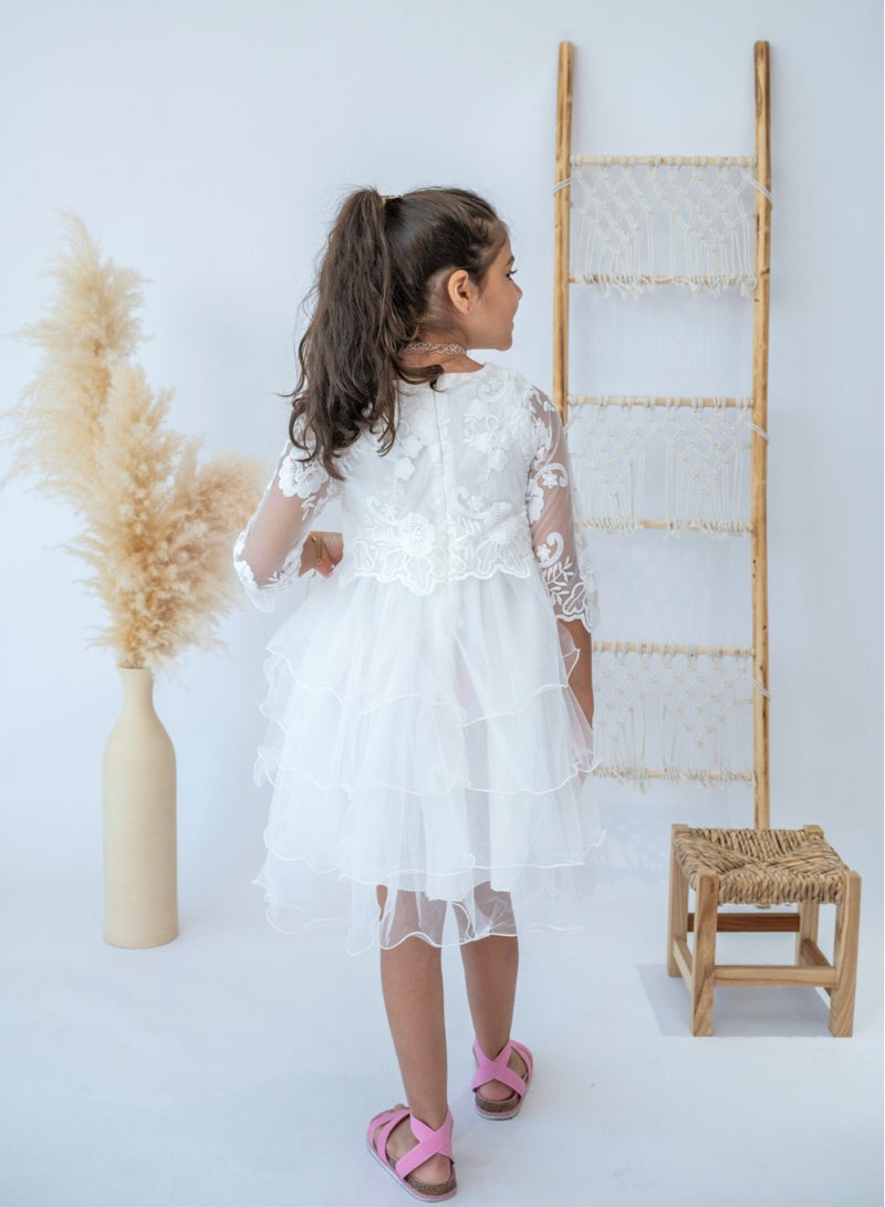 LALEENA White Floral Lace Girls Dress - Image 5