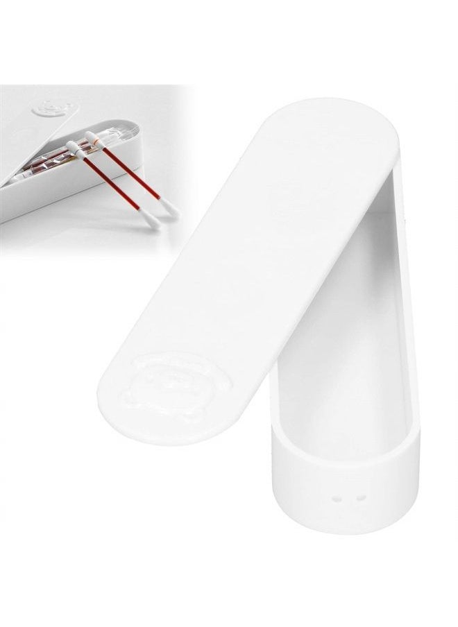 Zerodis Cotton Swab Box, Cartoon Bear Pattern Mini Travel Swab Case Unique Keepsake Trinket Box with Cover for Home Office(White)  - Image 1