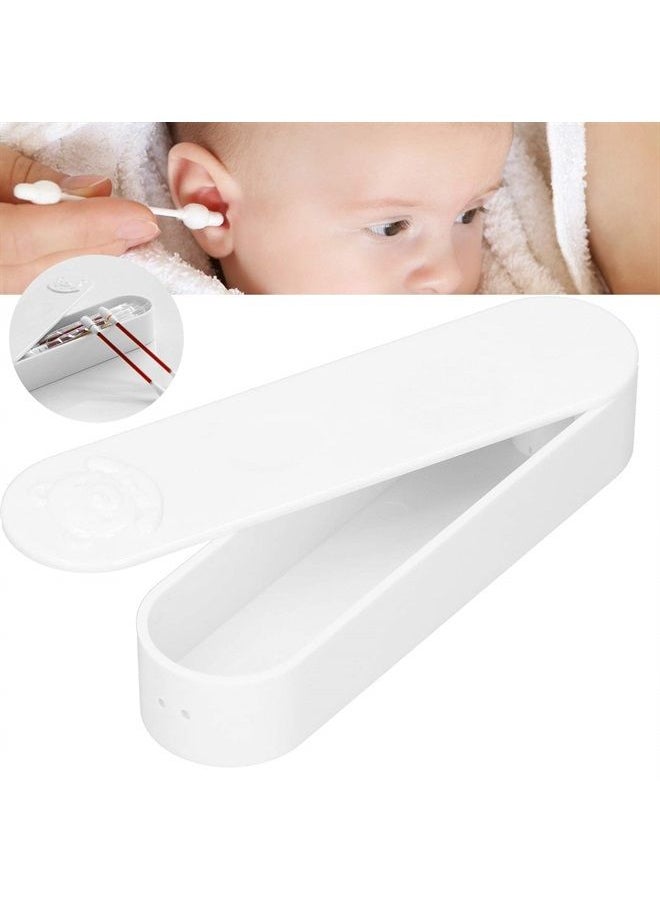 Zerodis Cotton Swab Box, Cartoon Bear Pattern Mini Travel Swab Case Unique Keepsake Trinket Box with Cover for Home Office(White)  - Image 4