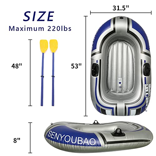 ptlsy Inflatable Boat, Swimming Pool Lake Float Raft for Adults with Oars and Air Pump - Image 2