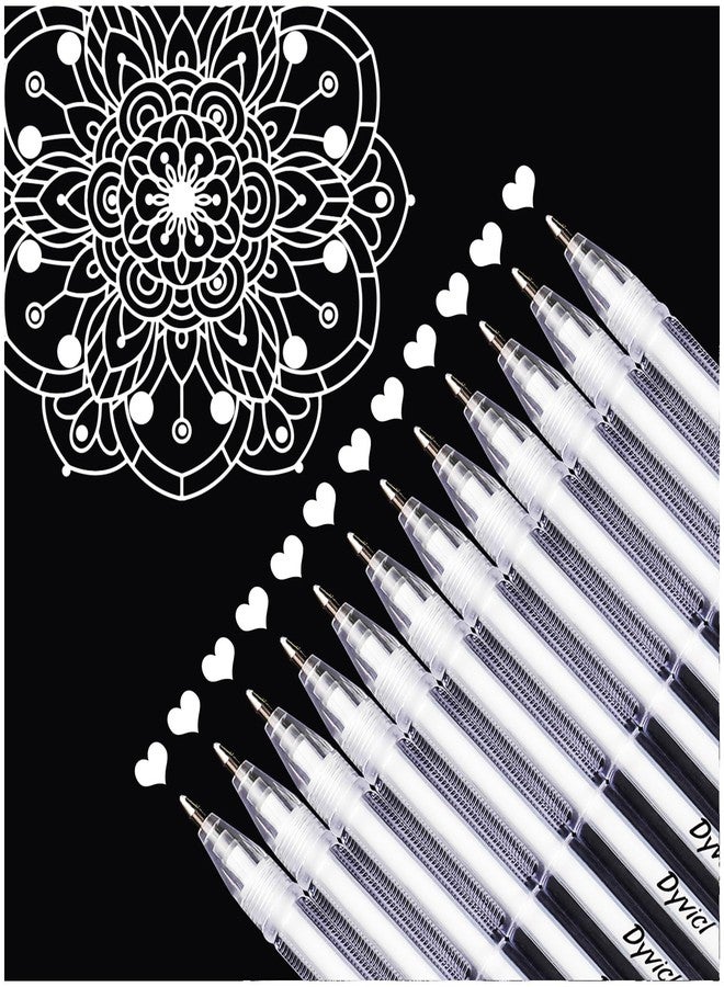Dyvicl White Gel Pens, 0.8 mm Fine Point Pens Gel Ink Pens for Black Paper Drawing, Sketching, Illustration, Adult Coloring, Journaling, Set of 12 - Image 1