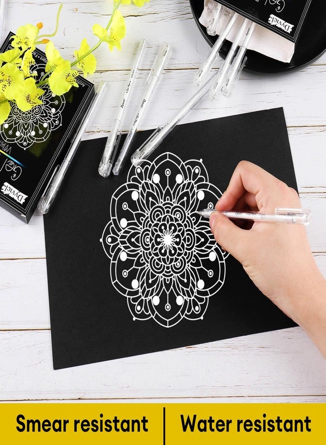 Dyvicl White Gel Pens, 0.8 mm Fine Point Pens Gel Ink Pens for Black Paper Drawing, Sketching, Illustration, Adult Coloring, Journaling, Set of 12 - Image 4