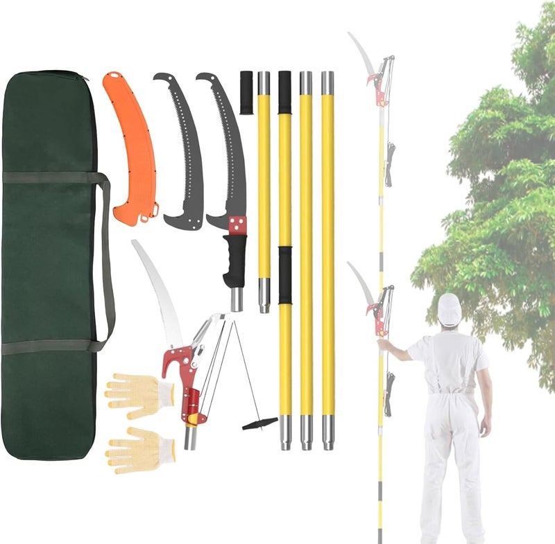 MANYUK Manual Tree Pruner, 2-4m Pole Saws for Tree Trimming, Sharp Steel Blade and Scissors for High Branches Pruning - Image 1