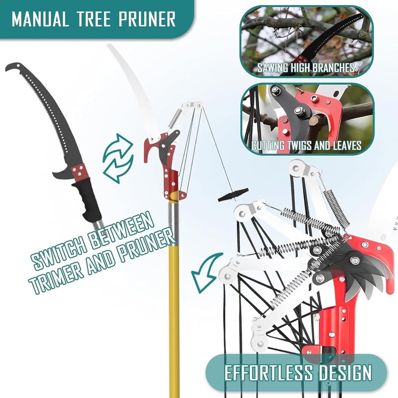 MANYUK Manual Tree Pruner, 2-4m Pole Saws for Tree Trimming, Sharp Steel Blade and Scissors for High Branches Pruning - Image 5