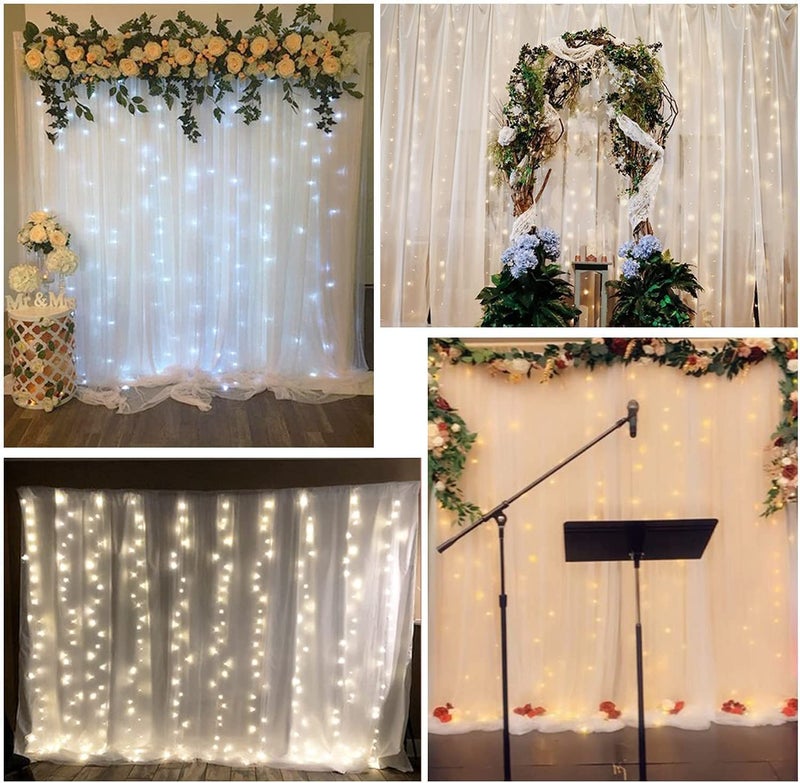 Boltove® Decoration White Backdrop Tulle Net Transparent 5x8 Ft. for Birthdays Anniversary Baby Shower Photo Shoot Wedding Party Stage Background Ceremony Photoshoot net parda - Set of 2 - Image 5
