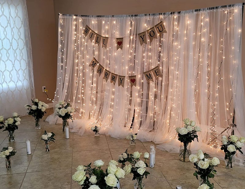 Boltove® Decoration White Backdrop Tulle Net Transparent 5x8 Ft. for Birthdays Anniversary Baby Shower Photo Shoot Wedding Party Stage Background Ceremony Photoshoot net parda - Set of 2 - Image 2