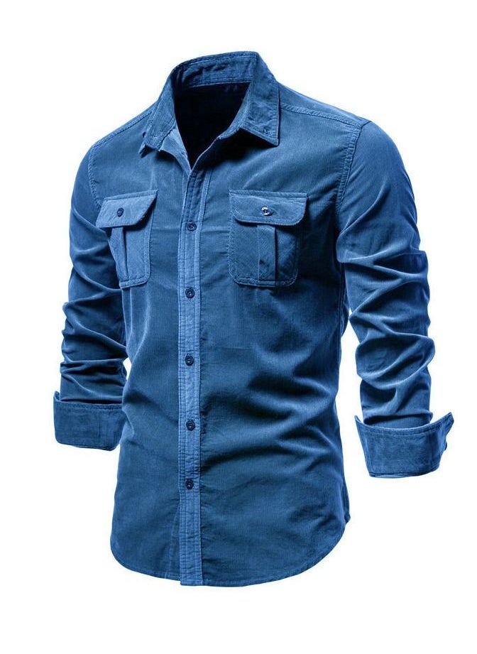 Loquat - Men's Business Shirt Slim Casual Corduroy Shirt - Image 1