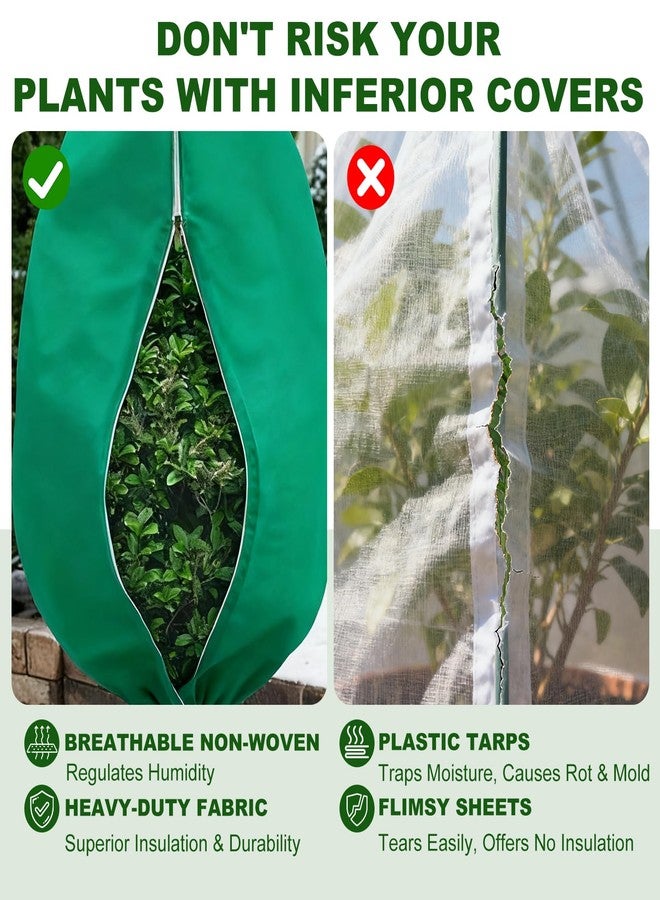 SDLDEER 4 Packs Plant Covers Freeze Protection with Burlap Tree Wrap, 47'' x 71'' Plant Covers with Zippers and Drawstrings Winter Frost Cloths for Outdoor Plants & Fruit Trees - Image 4