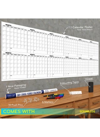 Extra Large 100"x36" White Board Calendar Dry Erase Calendar for Wall 12 Month Planner Big Dry Erase Wall Calendar 2023 Monthly Large Wall Calendar Includes 6 Markers Eraser Push Pins & Mounting Tape - pzsku/ZA2C7BF1E1FBA78D9A646Z/45/_/1731078138/4d587c98-d358-4d82-9897-d7ffd323a7e8