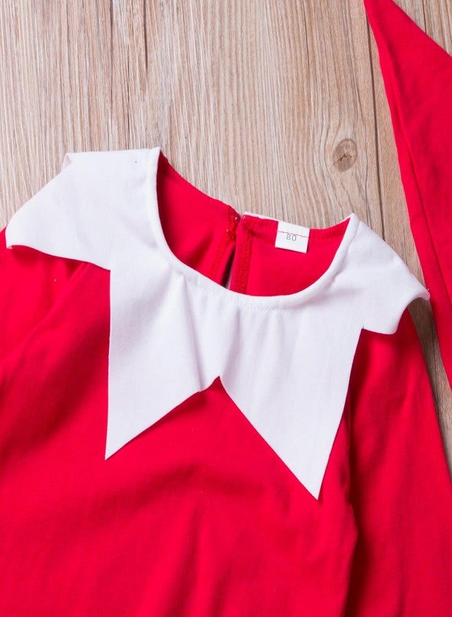 RWYBEIW My First Christmas Outfit Newborn Baby Girl Xmas Elf Costumes Long Sleeve Santa Claus Jumpsuit Romper with Hat Set (Red, 0-6 Months) - Image 5