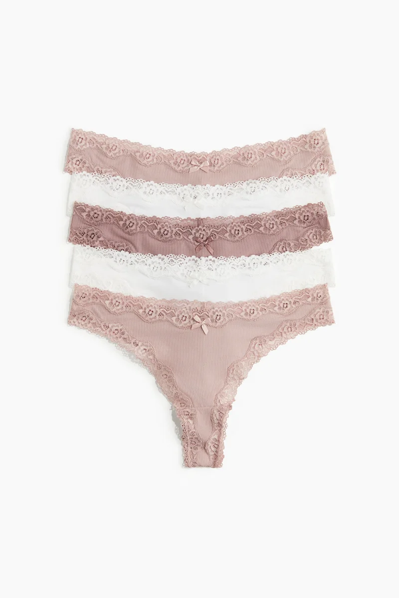 H&M 5-pack microfibre and lace Brazilian briefs