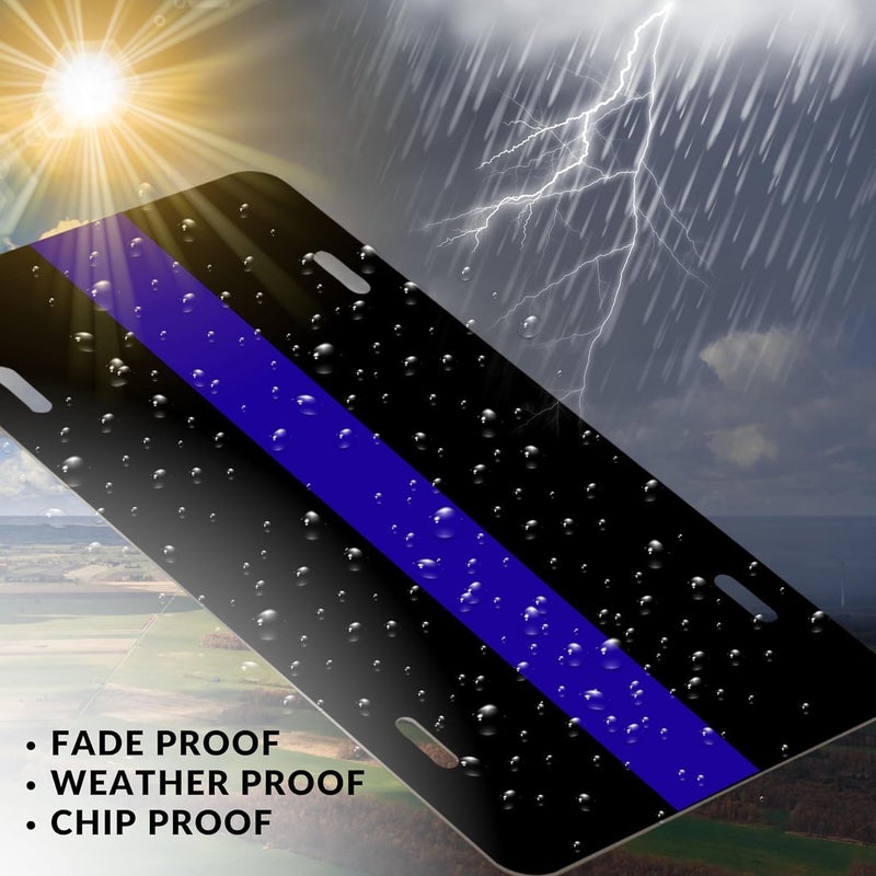 SMART BLONDE Thin Blue Line Metal License Plate Police Officers - Image 2
