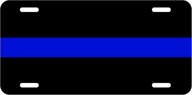 SMART BLONDE Thin Blue Line Metal License Plate Police Officers - Image 1