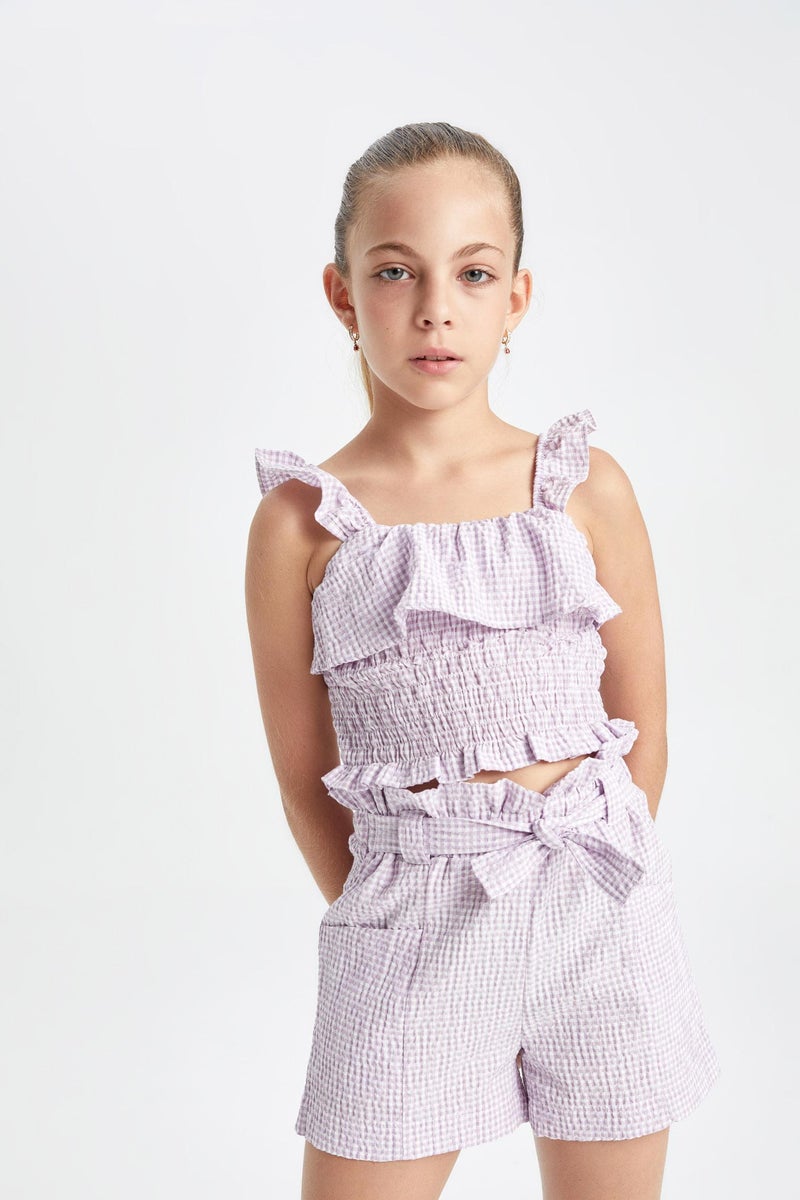 DeFacto Purple Girl Girl Paperbag Shorts Casual - Image 4