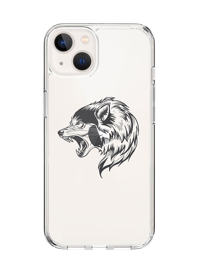 Classic Clear Case for Apple iPhone 14 Plus Case Hybrid Soft Cover Flexible Edges Anti Drop TPU PC Gel Thin Transparent Cover - Bear Growl