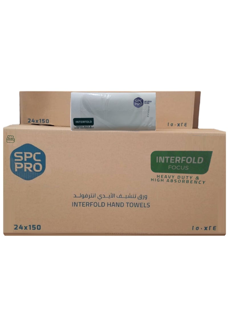 SPC Hand Towel Interfold Tissues two layers soft and strong (150 Sheets X 24 Packs)  - Image 3
