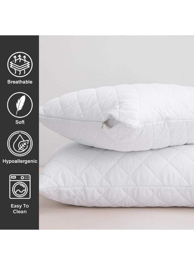 2Pcs Ultra-Soft Cotton Fabric Fiber Pillow 45x74 with High-Quality Polyurethane Filling Offering Superior Neck Support, Durable Construction, and Breathable Materials Perfect for Restful Sleep and Everyday Bedroom Comfort