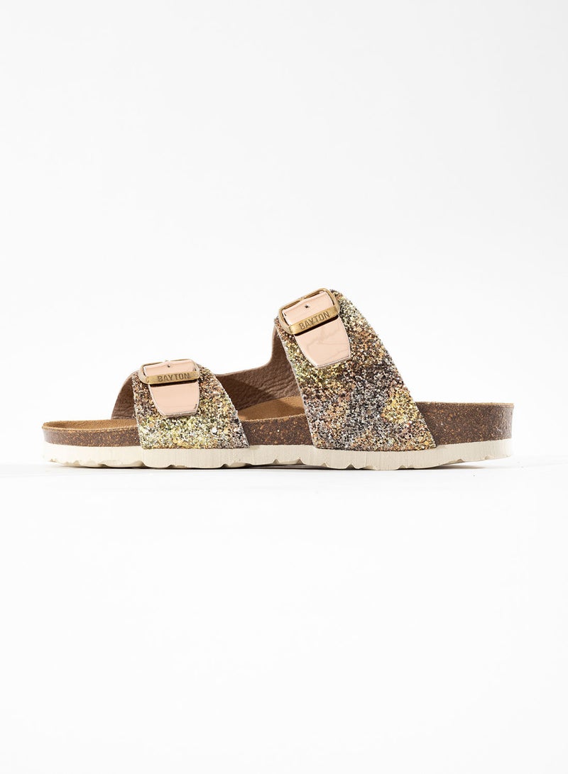 BAYTON Ilithyie Gold Flat Sandals - Image 5