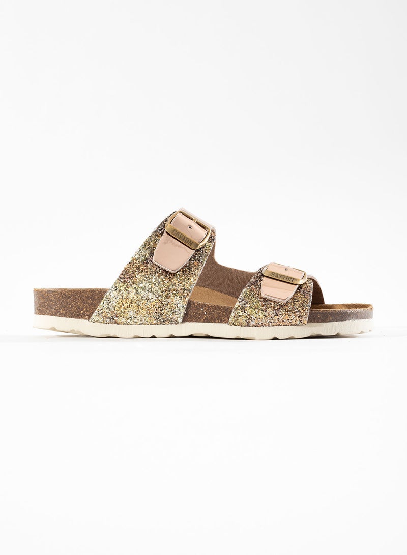 BAYTON Ilithyie Gold Flat Sandals - Image 1