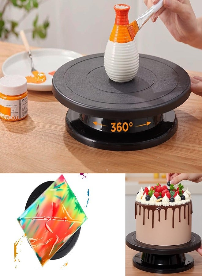 OZXNO Cake Decorating Turntable 11 Inch Cake Turntable Anti-slip Rotating Cake Stand for Decorating(1pcs Black) - Image 4
