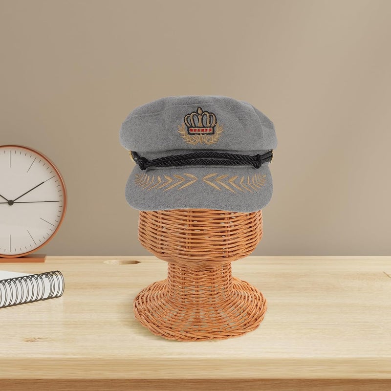 TEHAUX Rattan Wig Display Stand Wicker Hat Holder 27Cm Handmade Wicker Cap Rack for Hair Salon Home Table Wig Storage and Display - Image 4
