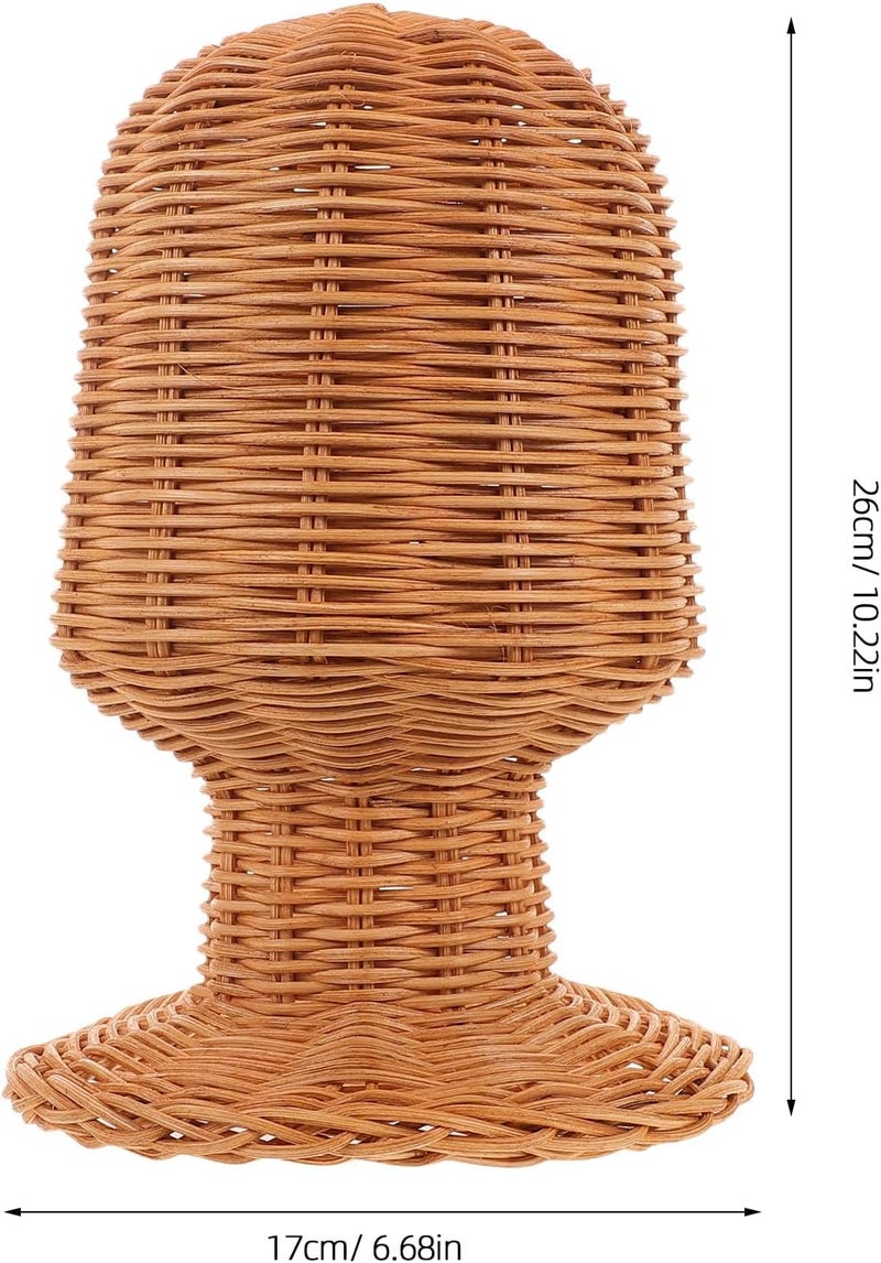 TEHAUX Rattan Wig Display Stand Wicker Hat Holder 27Cm Handmade Wicker Cap Rack for Hair Salon Home Table Wig Storage and Display - Image 2