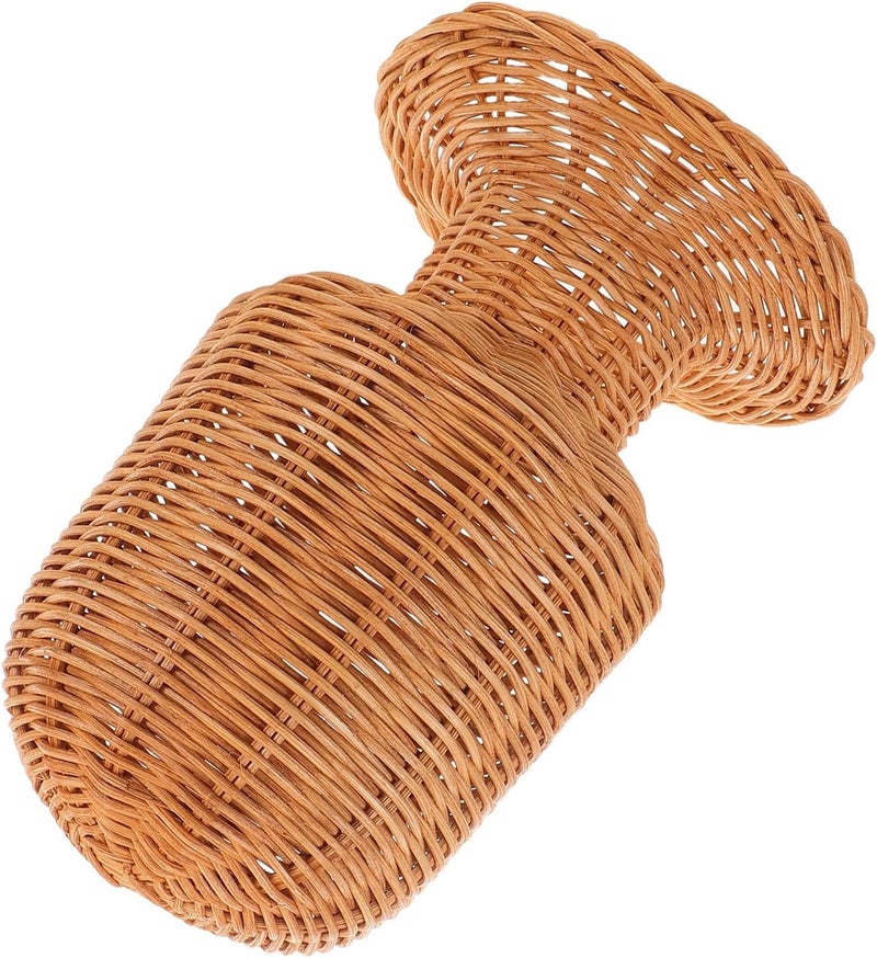 TEHAUX Rattan Wig Display Stand Wicker Hat Holder 27Cm Handmade Wicker Cap Rack for Hair Salon Home Table Wig Storage and Display - Image 1