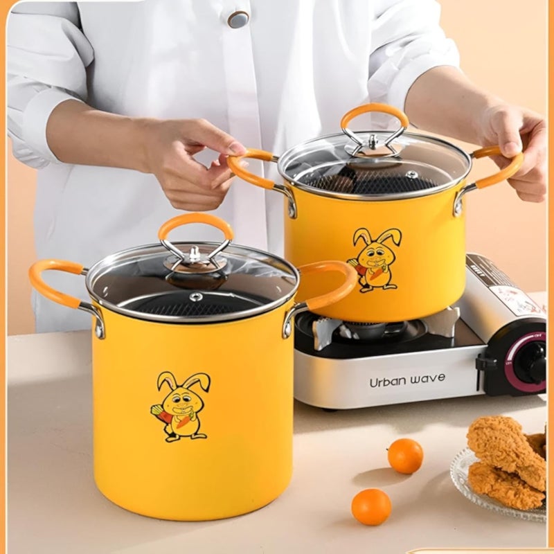 Kitchen Appliance - Multi-Use Deep Fryer with Glass Top, 3L Capacity, Stainless Steel Handles, Perfect for Crispy Snacks and Main Course Preparation