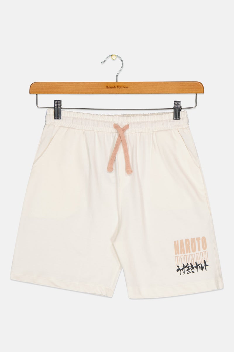 Naruto Kids Boy Printed Basic Shorts, Off White - Image 3