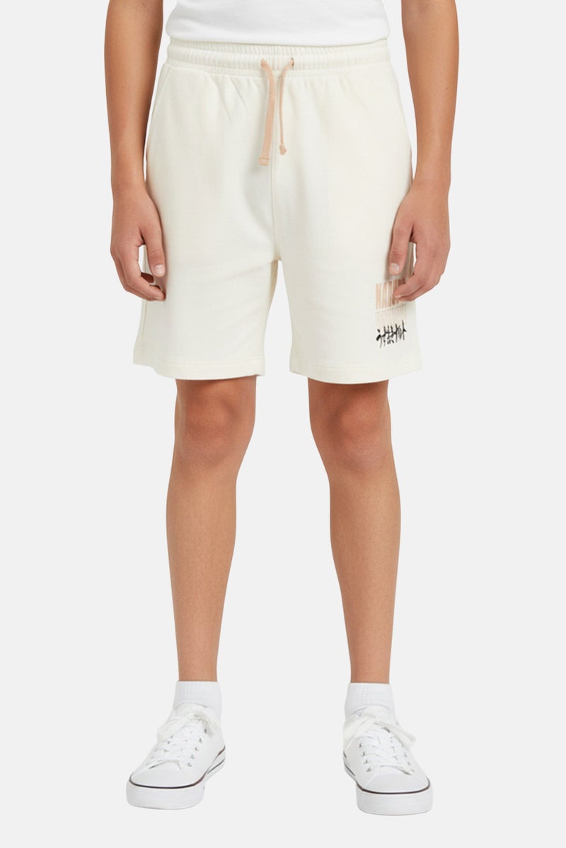 Naruto Kids Boy Printed Basic Shorts, Off White - Image 1