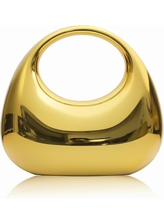 A unique moon-shaped acrylic women's handbag with a top handle, perfect for weddings, cocktail parties, and evening events. - Image 1