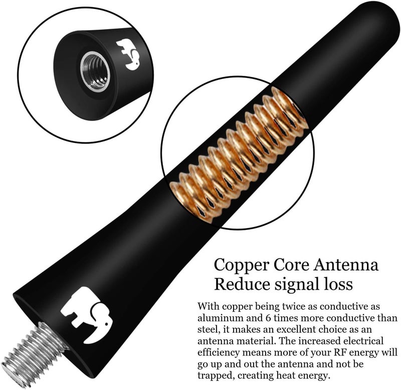 ONE250 2.5" Short Rubber Copper Core Antenna for Dodge RAM Trucks (1994-2021) - Image 3