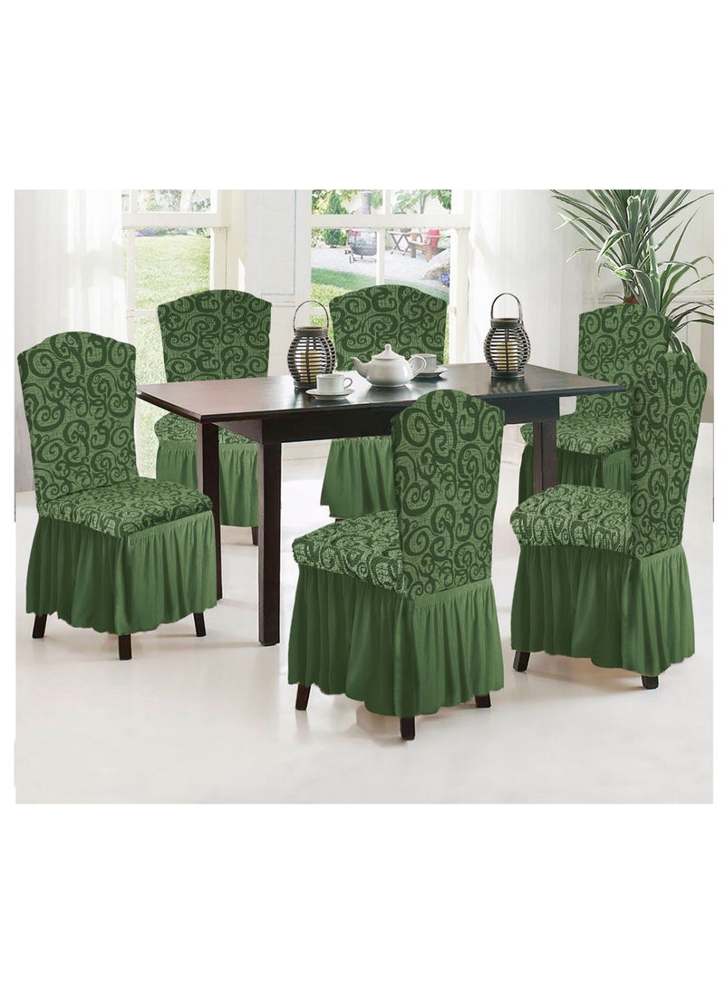 6-Piece Woven Jacquard Stretch Fit Dining Chair Covers Set Olive Green - pzsku/ZA2C869B930886B99F503Z/45/_/1672399592/05ae0108-a6c5-4c0d-9632-2a9bfa734563