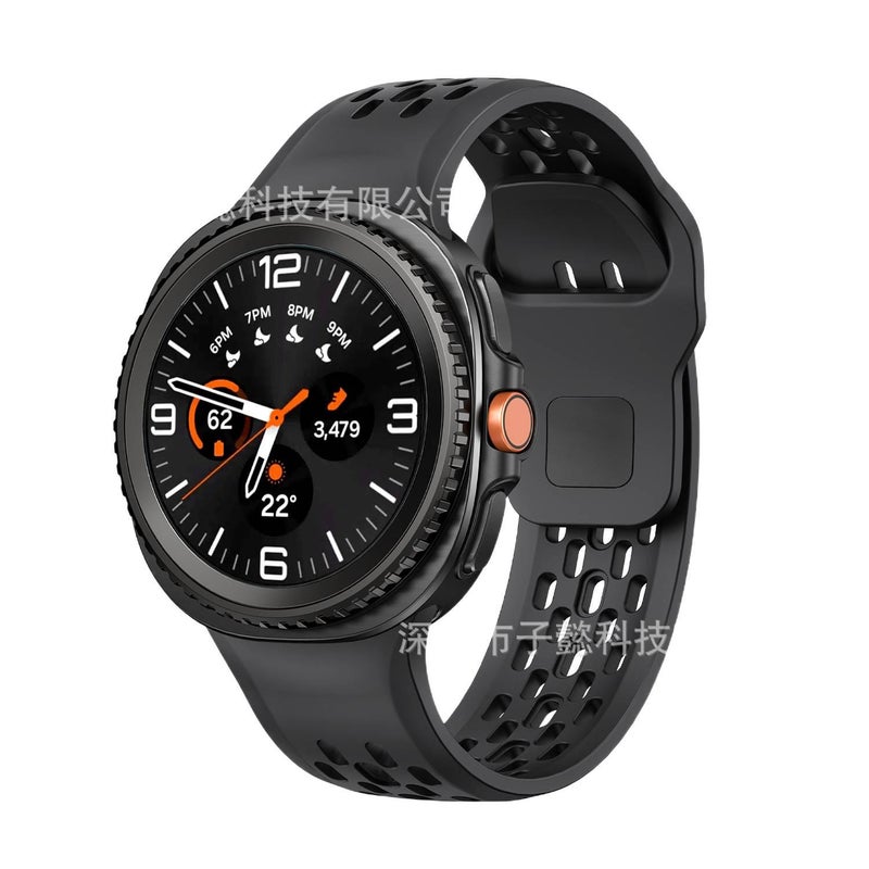 Adjustable Silicone Sport Smartwatch Band Compatible with Samsung Galaxy Watch 8 with Fit Soft Strap and Quick Daily Replacement Black - Image 2