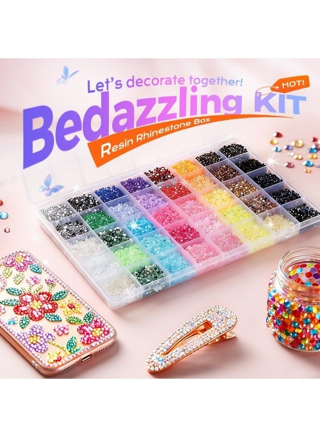 Colorful DIY Resin Rhinestone Kit, Multicolor 3mm Flatback Gems with 3 Glue Bottles (24000 Pieces) - Image 2