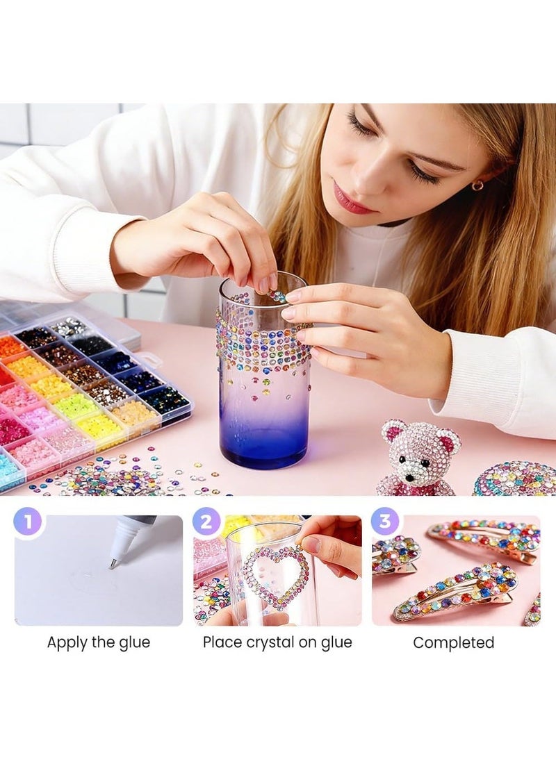 Colorful DIY Resin Rhinestone Kit, Multicolor 3mm Flatback Gems with 3 Glue Bottles (24000 Pieces) - Image 5