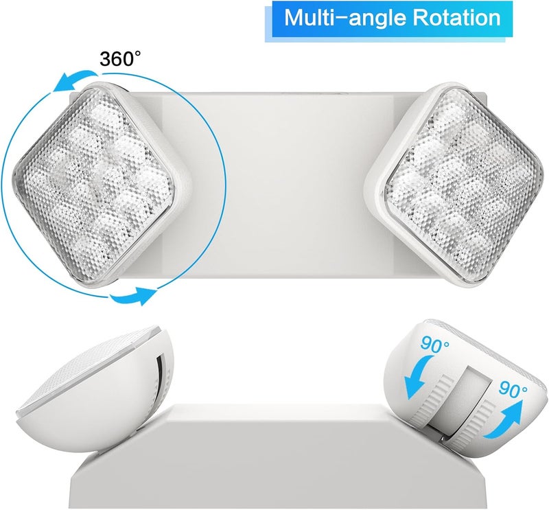 EXITLUX 6 Packs LED Emergency Lights with Battery Backup, Two Head Adjustable Square LED Emergency Lighting for Home/Business, UL 924 Certified-Wall Mount, Hard Wired, 120-277V, Fire Resistant. - Image 5