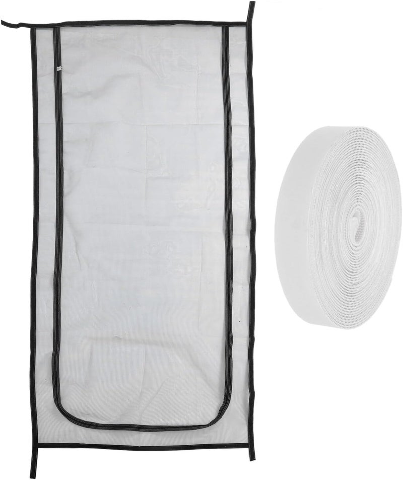 Pet Screen Door Zipper Mesh Cat Door Heavy-Duty Gray Mesh with Black Tape 90x200cm for Patio and Home Use - Image 1