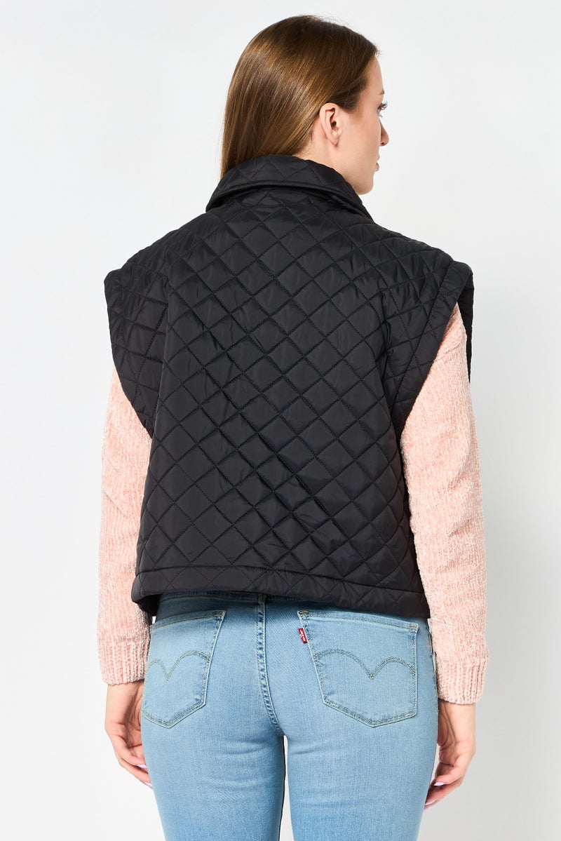 Andrew Marc Women Quilted Jacket Vest, Black - Image 3