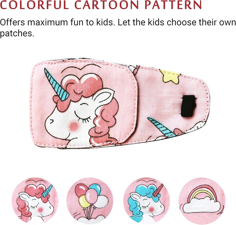 Astropic Cotton & Silk Eye Patch for Kids Glasses (Left Eye, Pink Hair Unicorn) - Image 5
