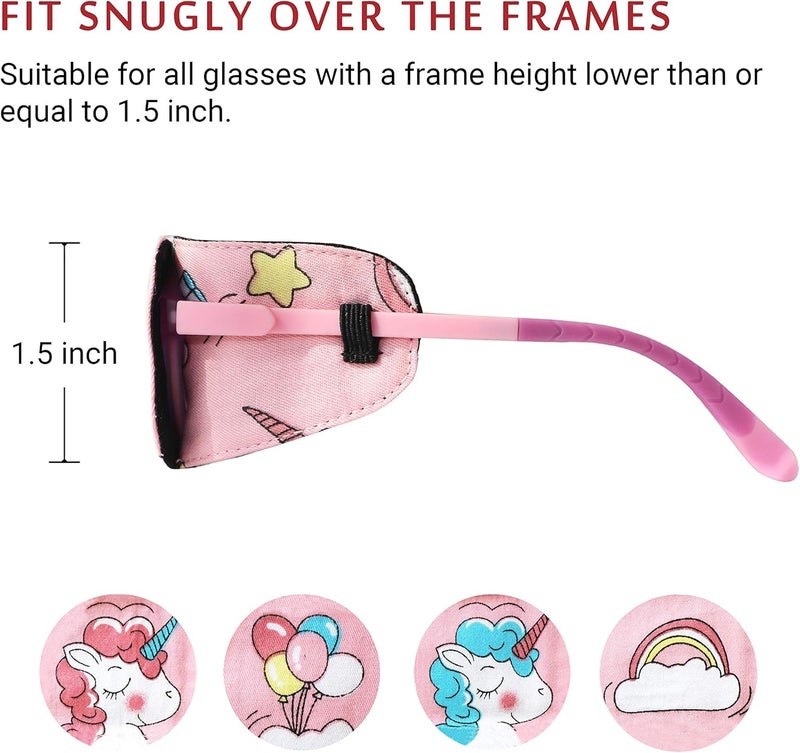 Astropic Cotton & Silk Eye Patch for Kids Glasses (Left Eye, Pink Hair Unicorn) - Image 3
