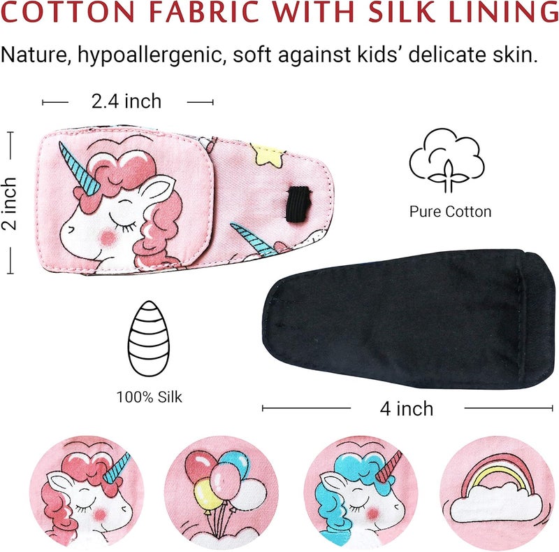Astropic Cotton & Silk Eye Patch for Kids Glasses (Left Eye, Pink Hair Unicorn) - Image 2