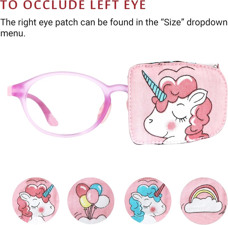 Astropic Cotton & Silk Eye Patch for Kids Glasses (Left Eye, Pink Hair Unicorn) - Image 4