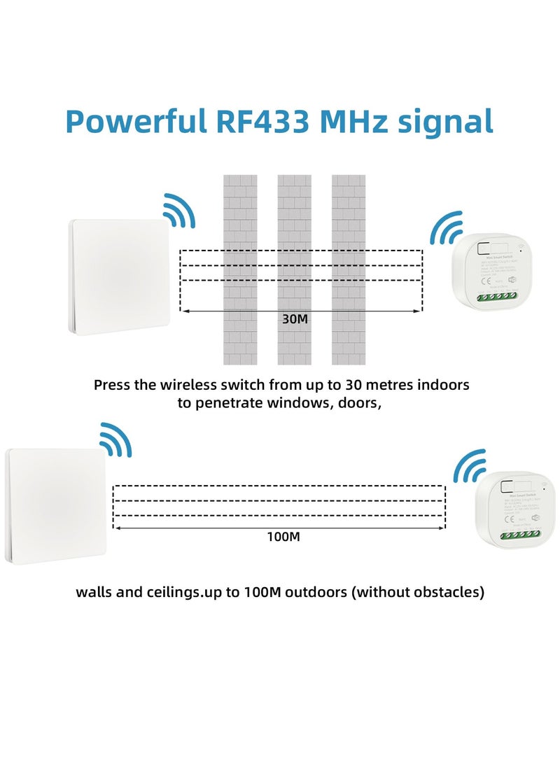 SYOSI - Smart Wall Light Switch WiFi Smart Wireless Lights Switch Kit 16A 250V 1-Way 2-Way Switch Receiver No Wiring No Battery Waterproof Switch Compatible with Alexa Google and Assistant Timing Function - Image 1