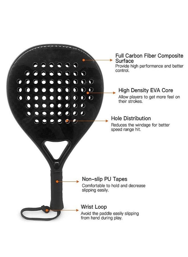 Arabest Lightweight Padel Tennis Racket, Pop Tennis Paddle Racquets, Pro Fiberglass Carbon Fiber Paddle Racket with Cover Bag - Image 2