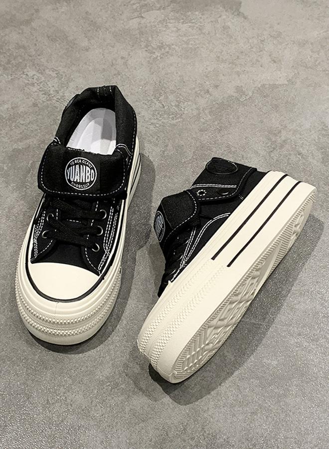 Take Two Women Canvas Lace-Up Chunky Sneakers - Image 1