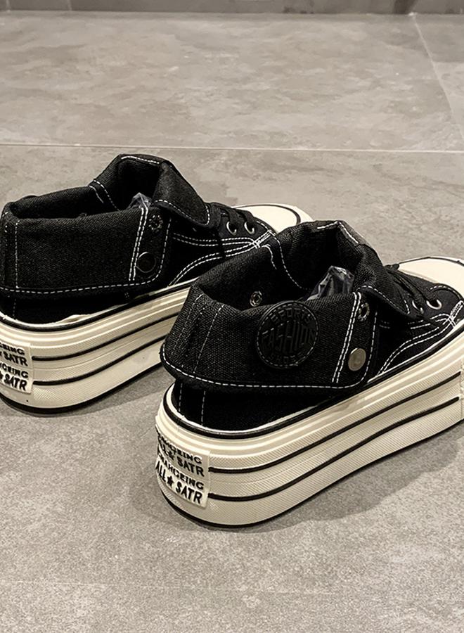 Take Two Women Canvas Lace-Up Chunky Sneakers - Image 2