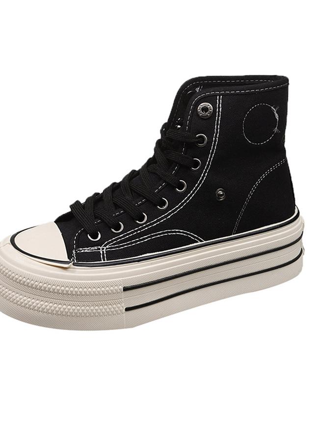 Take Two Women Canvas Lace-Up Chunky Sneakers - Image 3